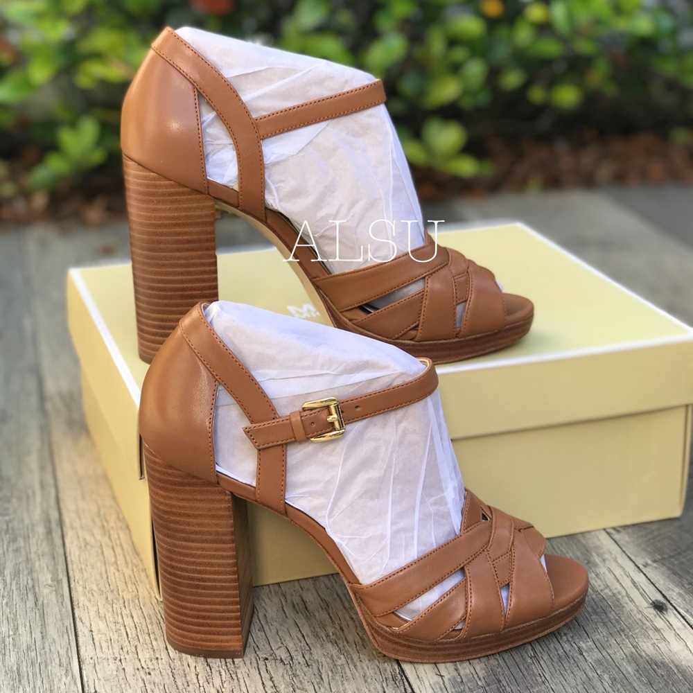 MichaelKors Annalise Platform Leather Acorn BrownW - Picture 7 of 8